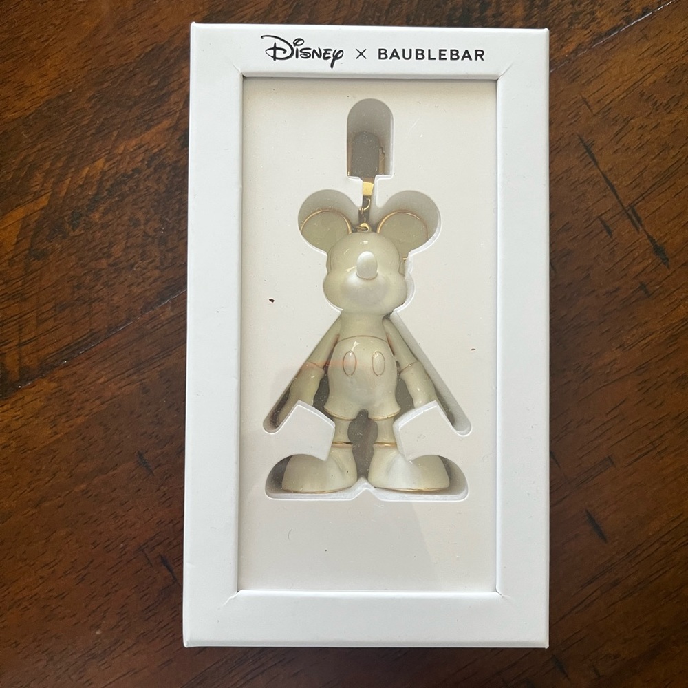 White Mickey Baublebar Bag Charm